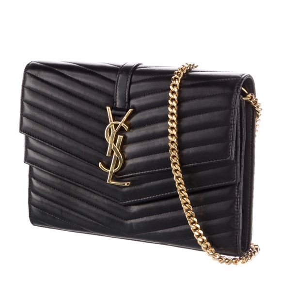 Saint Laurent YSL Monogram Sulpice Double Flap Wallet On Chain Calf Skin Bag - Picture 2 of 12